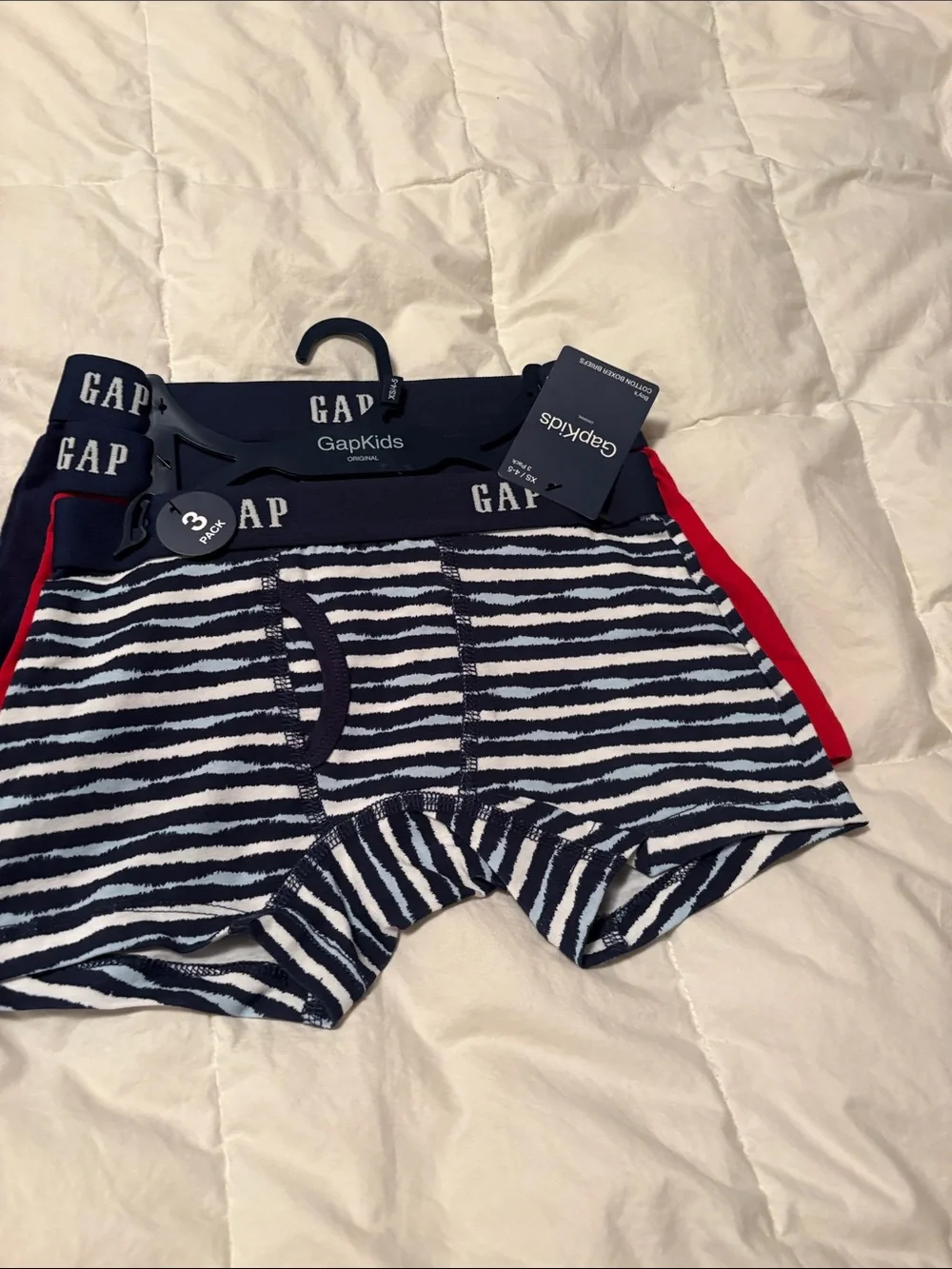 GAP Boys Navy, White Stripe & Red 3-Pack Boxer Briefs